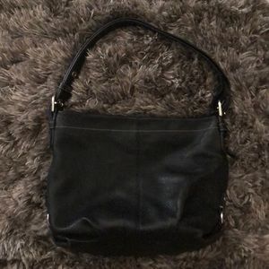 Black leather coach purse